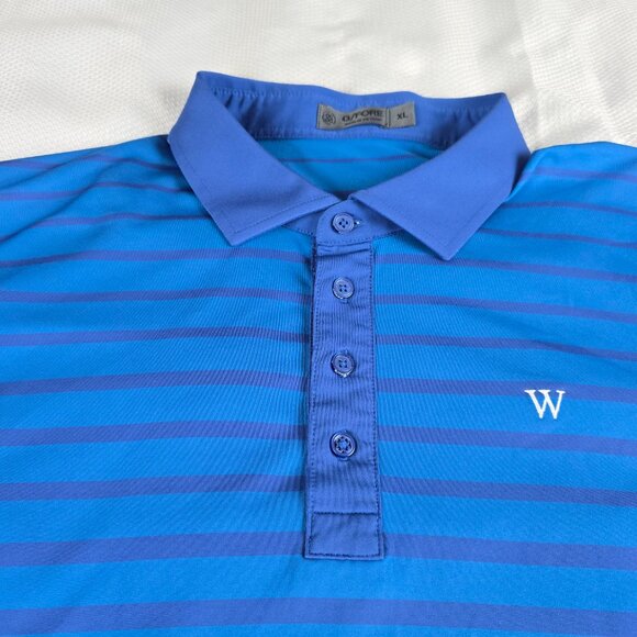 Gfore G/Fore Mes Short Sleeve Blue Stripe Stretch Polo Shirt Size XL 8% Spandex - Picture 3 of 7